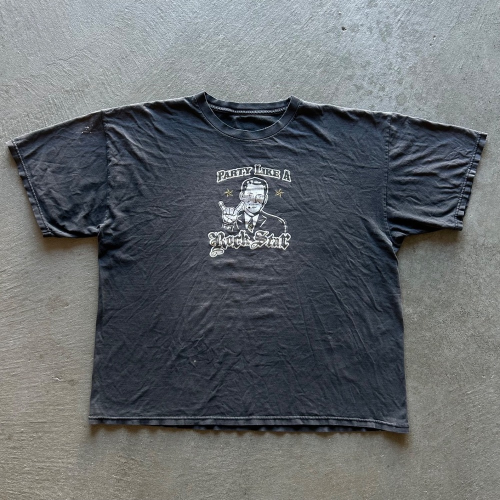 Vintage ODM Party Like A Rock Star Shirt Size XXL Faded Black 2007 Funny Parody